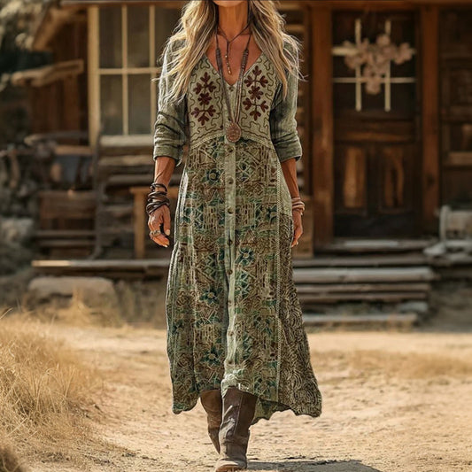 【Manga larga】Vestido informal vintage