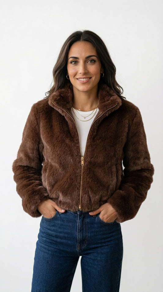 CHAQUETA ELEGANTE DE PIEL CALIDA ANDRA