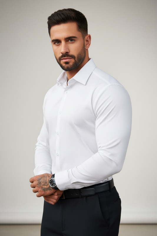 Camisa antipliegues Muscle Fit - Blanco