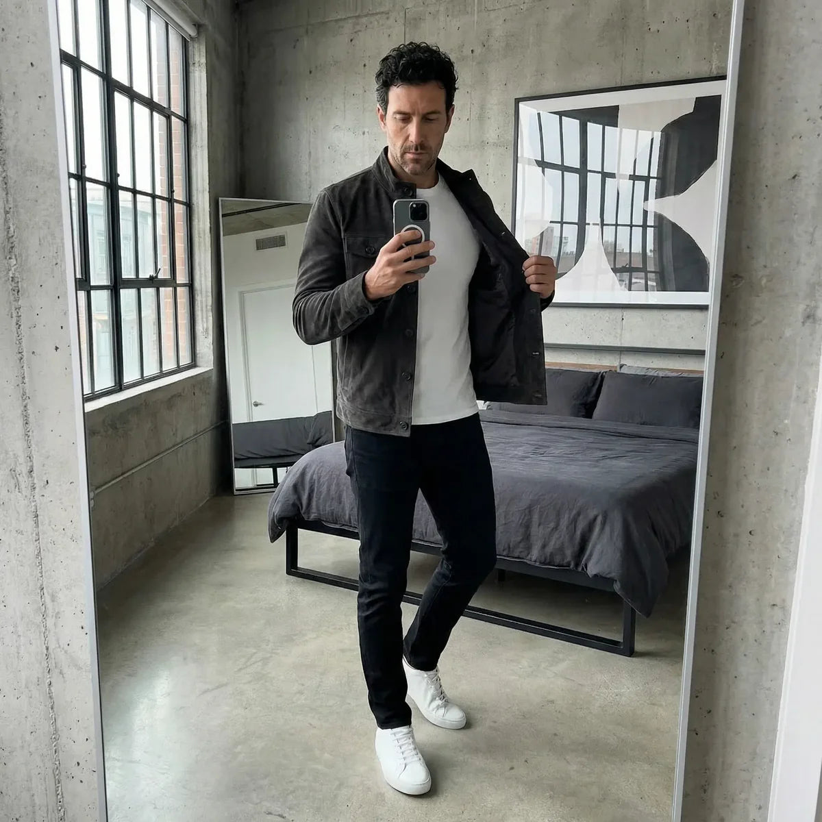 Chaqueta vintage de ante para hombre