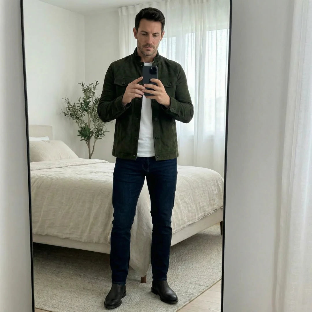 Chaqueta vintage de ante para hombre