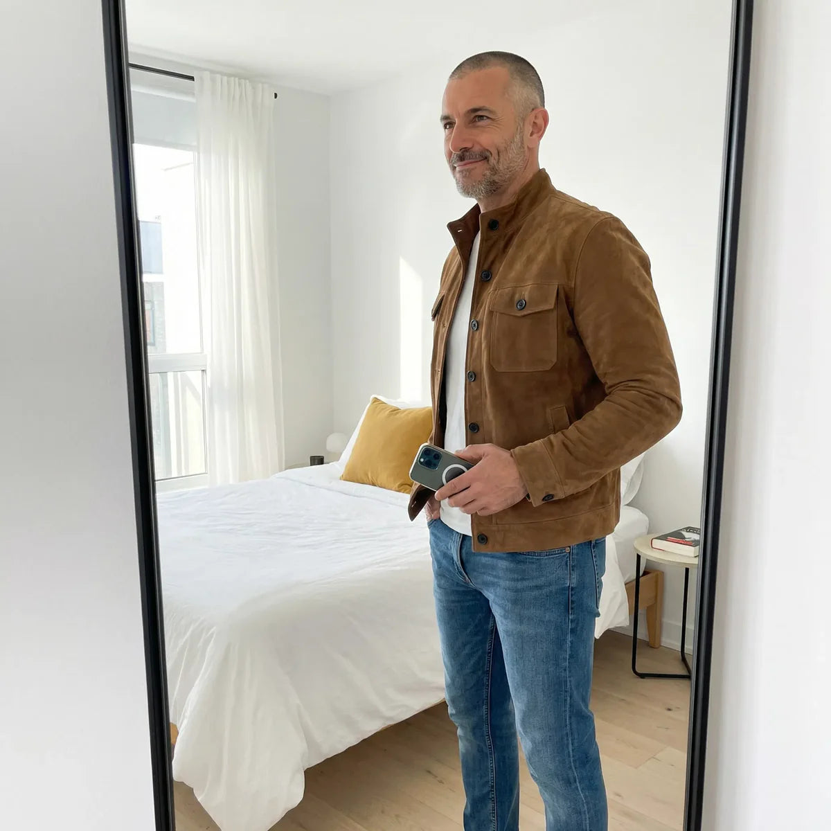 Chaqueta vintage de ante para hombre