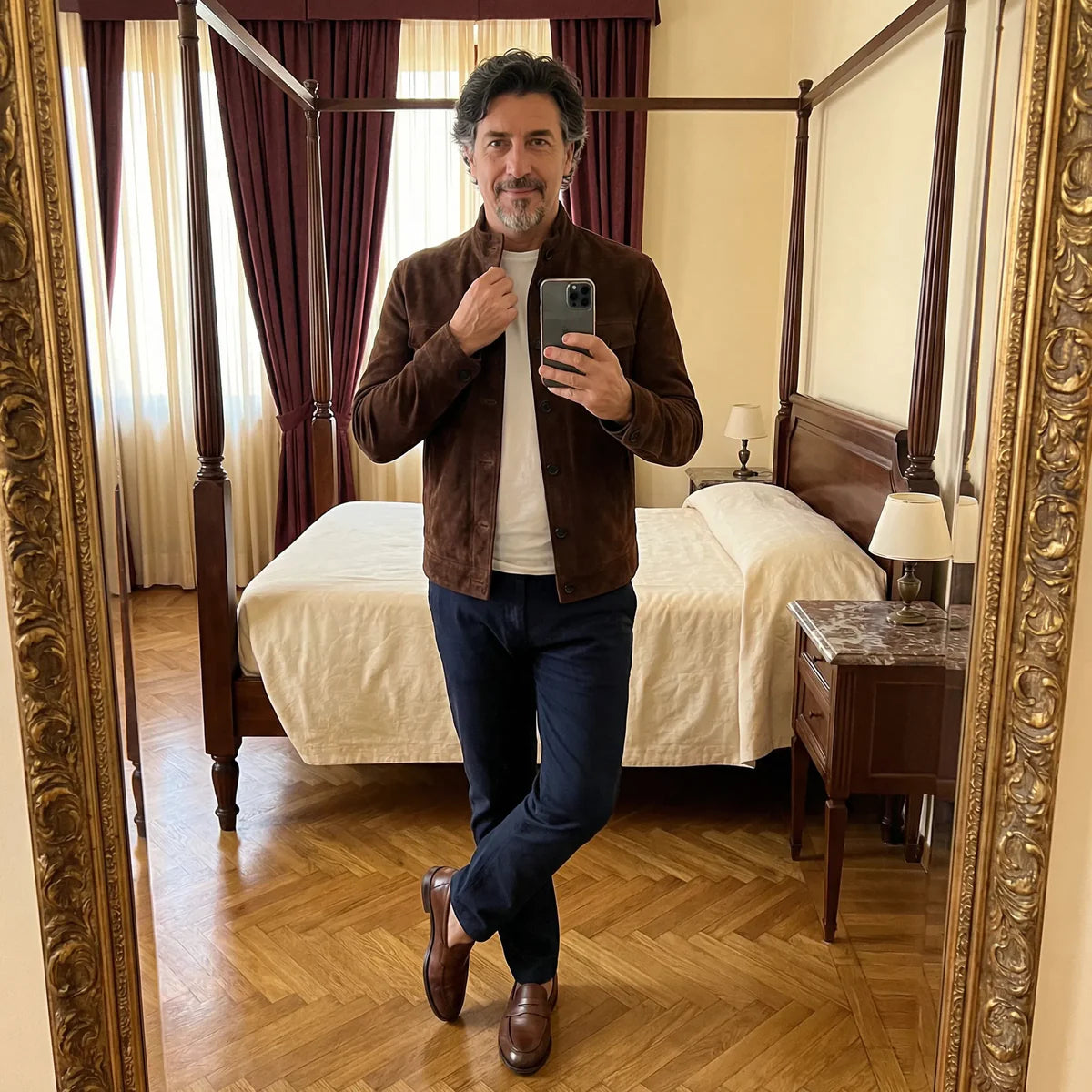 Chaqueta vintage de ante para hombre