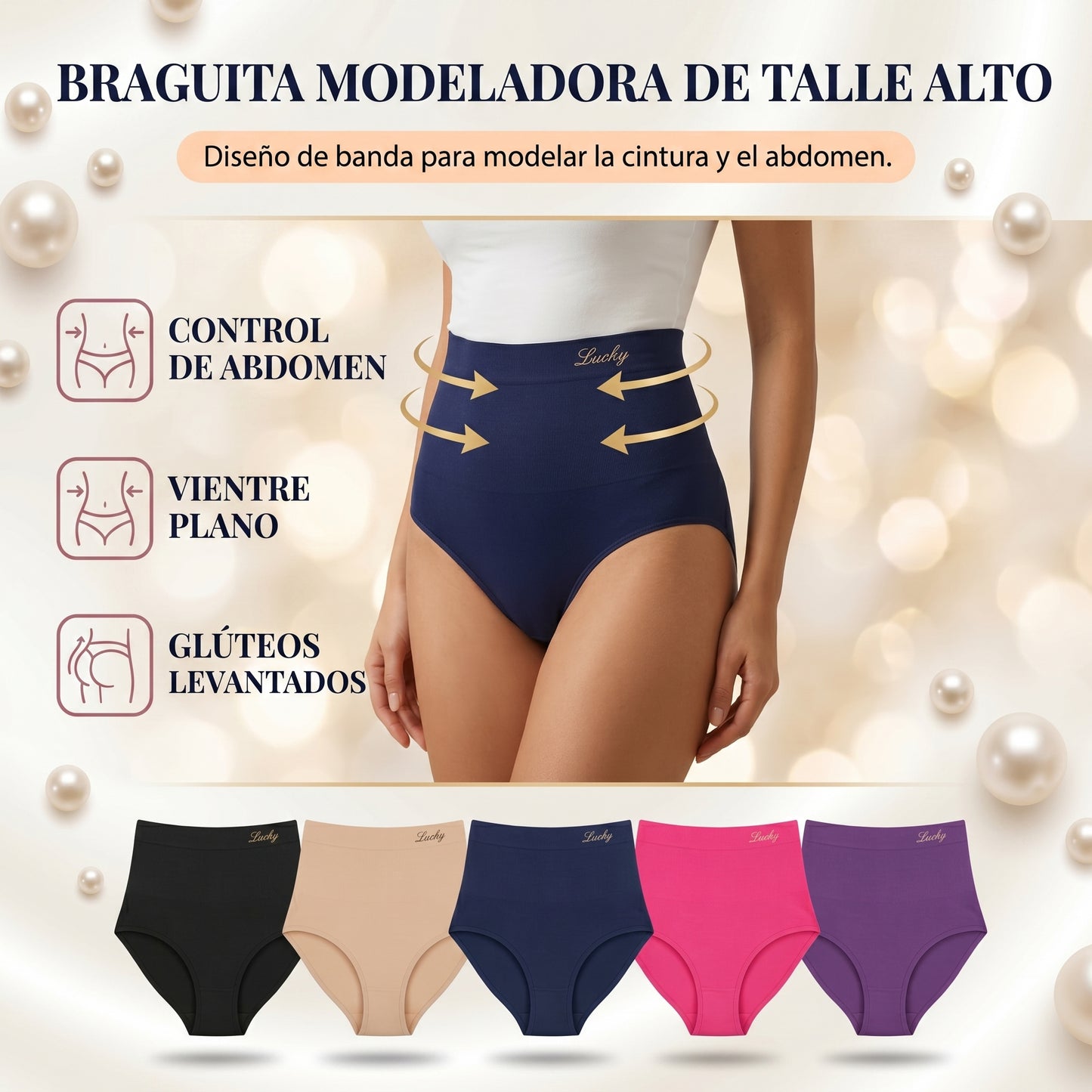 Braguitas de talle alto-Control abdominal sin costuras
